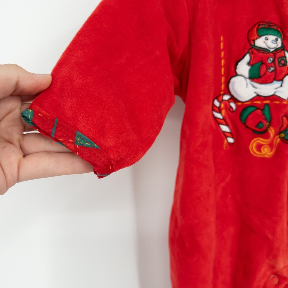 Vintage 90s Raggedy Ann Christmas Baby Romper 3-6 Months Snowden & Friends Red - Picture 8 of 9